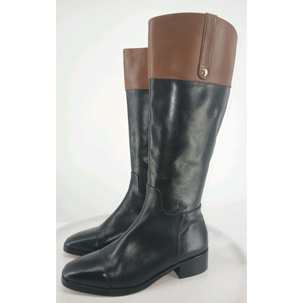 Ann Taylor Brown Black Leather Equestrian Leather Riding Boots Size 8.5M  C133